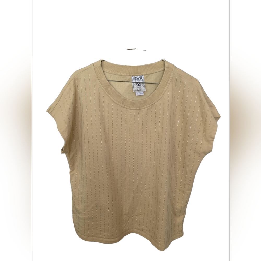 Vocal Gold T-Shirt with Vertical Rhinestone Stripes Size Large